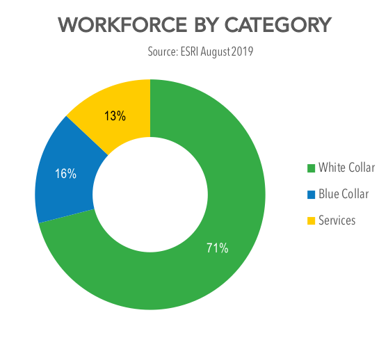 Redlands Workforce by Category: White Collar 71% Blue Collar 16% Services 13% Redlands Workforce by Category: White Collar 71% Blue Collar 16% Services 13%