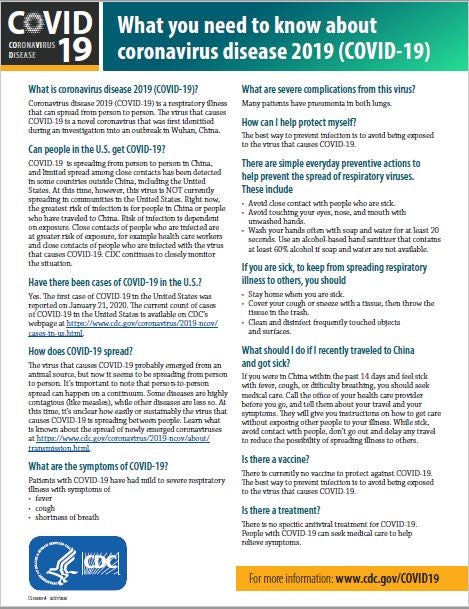 COVID-19 Fact Sheet COVID-19 Fact Sheet