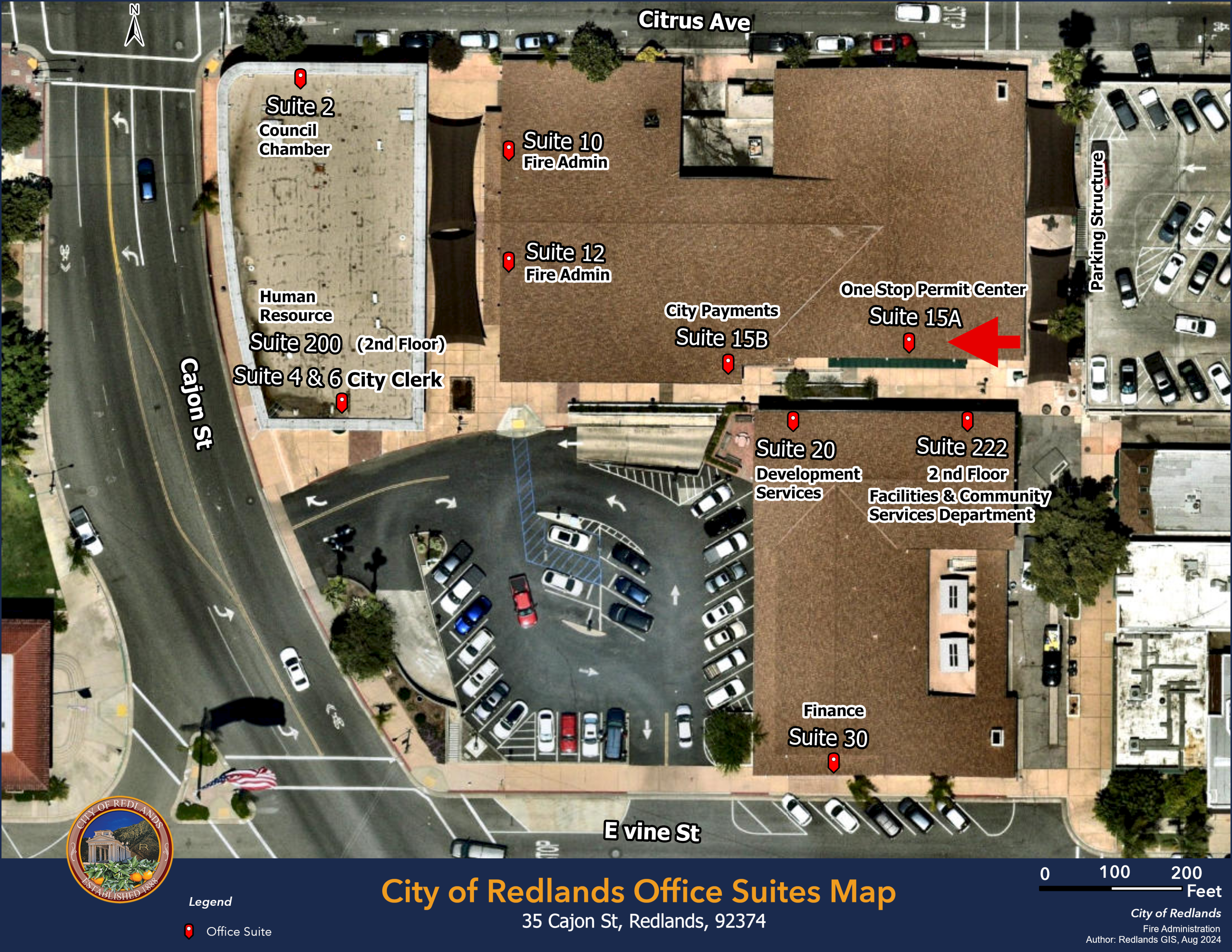 Image of Civic Center map for One Stop Permit Center