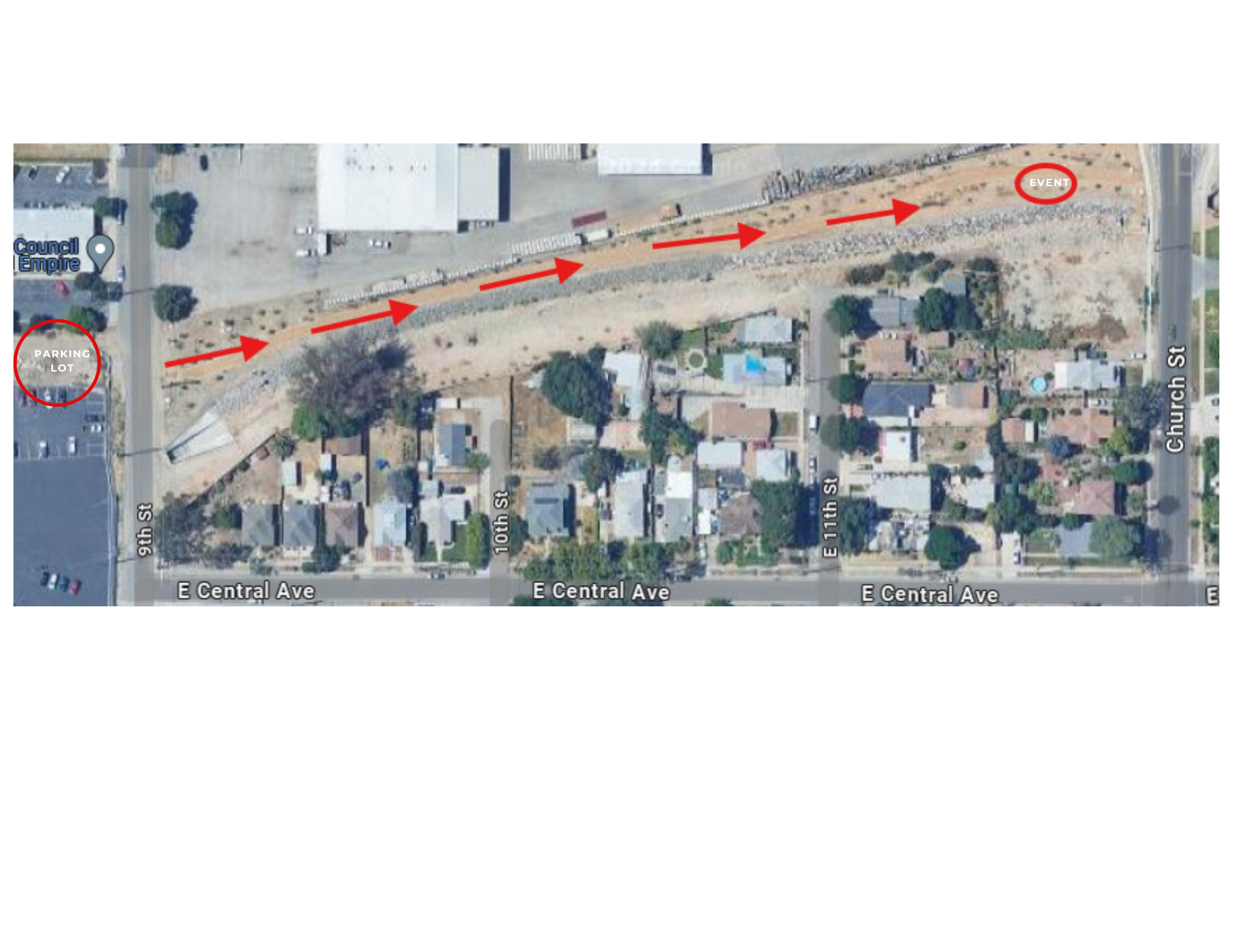 Map for Zanja trail event and parking