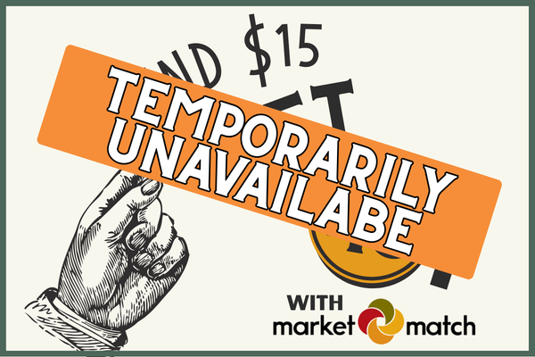 An illustration of a hand pointing with a large orange banner reading 